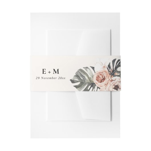 ボホラストモンスターピーニーフローラの水の色結婚の 招待状ベリーバンド (正面例)