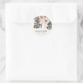 ボホラストモンステラ水彩色フローラ結婚ズ ラウンドシール (バッグ)