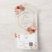 ボホラスト秋フローラオンクリームQRコード オールインワン招待状 (内側)