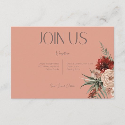 ボホラスト&クリーム秋フローラピーチラスト披露宴 エンクロージャーカード (正面)