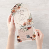 ボホラスト&ニュートラル秋フローラクリームQRコード オールインワン招待状 (貼ってはがせる)