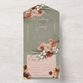 ボホラスト&ニュートラル秋フローラセージグリーンディナー オールインワン招待状 (内側)