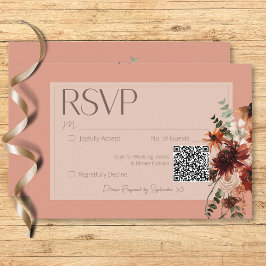 ボホラスト&ニュートラル秋フローラピーチラスト結婚ズ 出欠カード