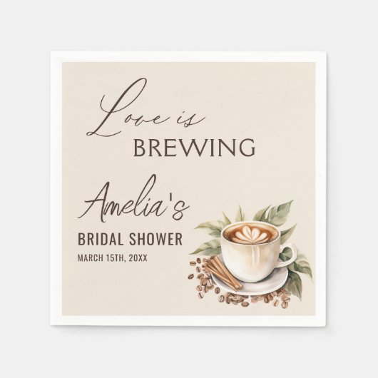 ボホラブがコーヒーをブレンドする ブライダルシャワーパーティー スタンダードカクテルナプキン (正面)