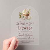 ボホラブイズブルーイングコーヒーフローラブライダルシャワー アクリル招待状 (インサイチュ (ポータブル))