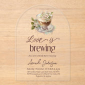 ボホラブイズブルーイングコーヒーフローラブライダルシャワー アクリル招待状 (正面)
