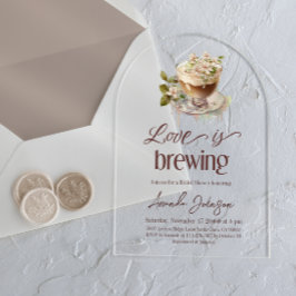 ボホラブイズブルーイングコーヒーフローラブライダルシャワー アクリル招待状