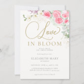 ボホラブイン開花バラオーキッド金ゴールドブライダルシャワー 招待状 (正面)