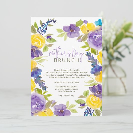 ボホラベンダーイエローフローラ母の日 招待状 (スタンド正面)