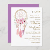 ボホラベンダーピンクドリームキャッチャー結婚の羽 (正面/裏面)