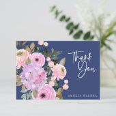 ボホラベンダーブルーフローラ水彩画カスタム素 サンキューカード (スタンド正面)