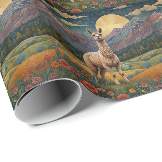 ボホラマエレガントアルパカヴィンテージ景観 ラッピングペーパー (ロールコーナー)