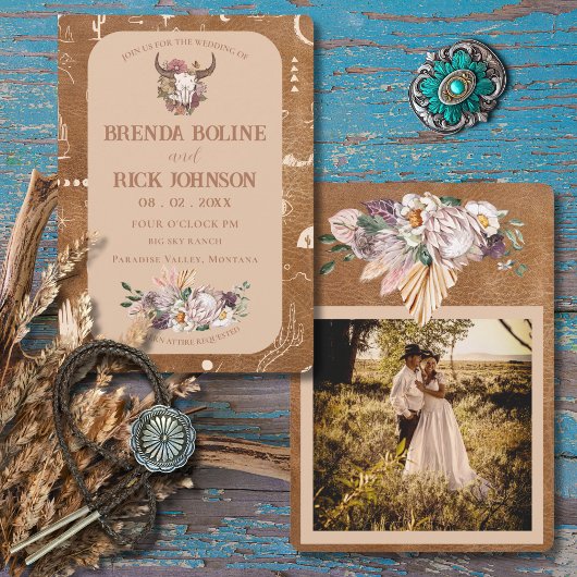 ボホランチデザートタンフォト結婚式招待状 招待状