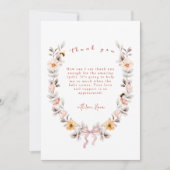 ボホリッエレガントトワイルドフラワーリースベビーシャワー サンキューカード (正面)
