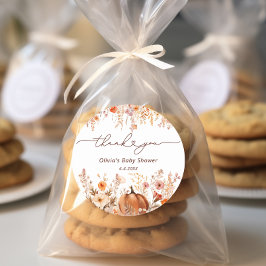 ボホリトルカボチャ秋ワイルドフラワーズサンキュー ラウンドシール