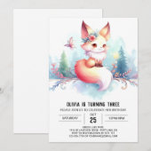 ボホリトルキツネ誕生日デジタル 招待状 (正面/裏面)