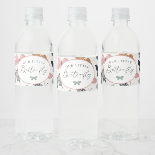 ボホリトルバタフライバースデーパーティーまたはシャワー ペットボトルラベル (ボトル)