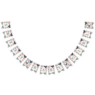 ボホリトルバタフライベビーシャワーデコール バンティングフラッグ