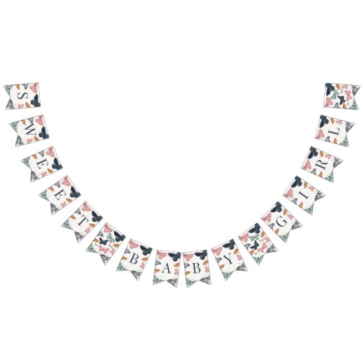 ボホリトルバタフライベビーシャワーデコール バンティングフラッグ (全)