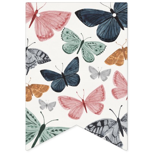 ボホリトルバタフライ誕生日またはシャワーデコール バンティングフラッグ (第3の旗)