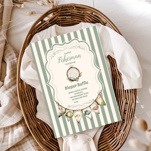 ボホリトルフィッシャーマン魚釣りおむつラッフル エンクロージャーカード