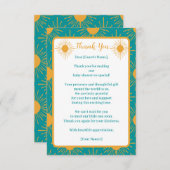 ボホリトルレイオブサンターコイズ赤ちゃんシャワー サンキューカード (正面/裏面)