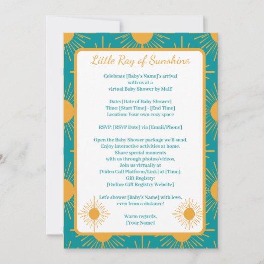 ボホリトルレイ太陽ターコイズシャワーバイディスタンス 招待状 (正面)