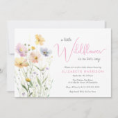 ボホリトルワイルドフラワーウォーター色ベビーガールシャワー 招待状 (正面)