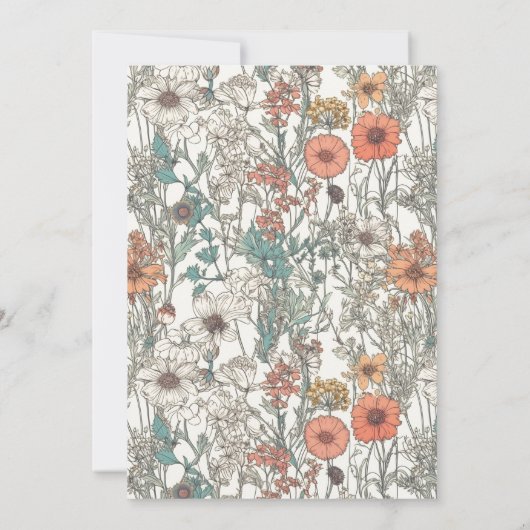 ボホリトルワイルドフラワーガールベビーシャワー招待状 招待状 (裏面)