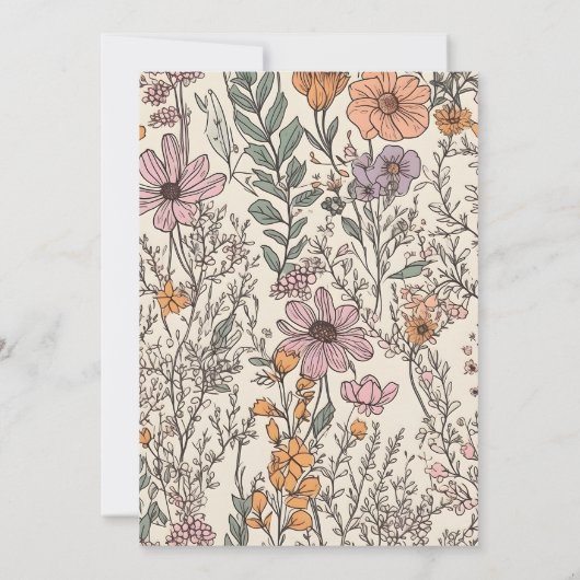 ボホリトルワイルドフラワーガールベビーシャワー招待状 招待状 (裏面)