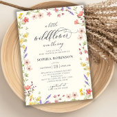 ボホリトルワイルドフラワーシックなスクリプトベビーシャワー 招待状