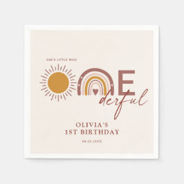 ボホリトル恋しく思オネダーフル1歳の誕生日 スタンダードカクテルナプキン