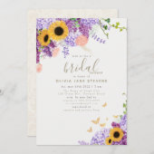 ボホリースバタフライサンフラワーシックブライダルシャワー 招待状 (正面/裏面)