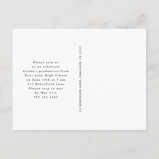 ボホリースワンフォト卒業パーティー招待状 案内ポストカード (裏面)