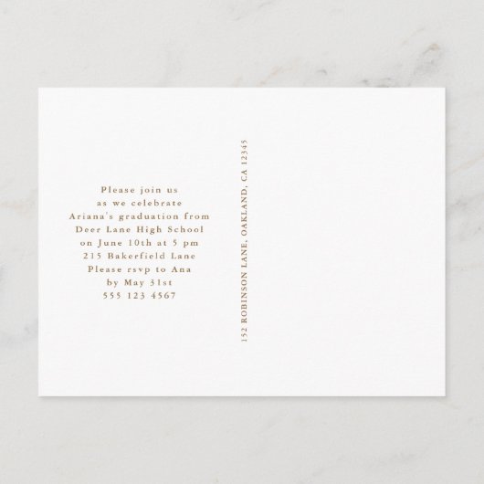 ボホリースワンフォト卒業パーティー招待状 案内ポストカード (裏面)