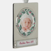 ボホリース祖父母初めてのクリスマス写真 シルバープレートバナーオーナメント (右)