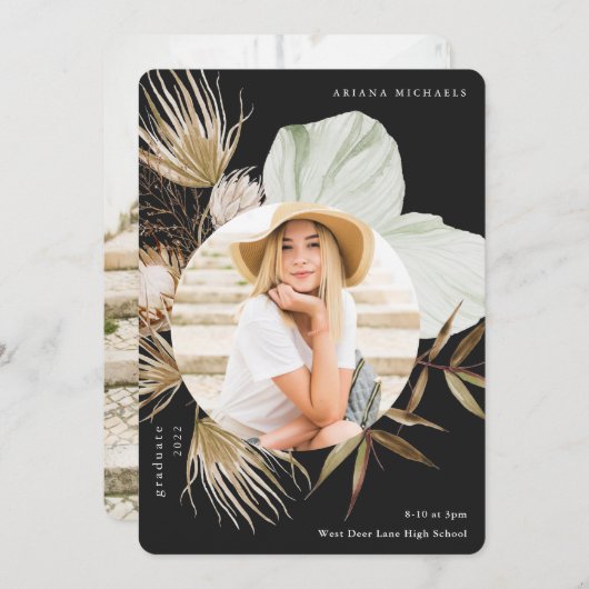 ボホリース2枚写真卒業 案内状 (正面/裏面)