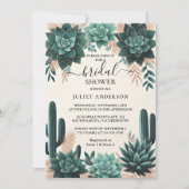 ボホリーフデザートサボテン多肉植物のブライズシャワー 招待状 (正面)