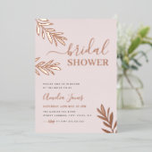 ボホリーフバラ金ゴールドブライダルシャワー 箔招待状 (立ち正面)