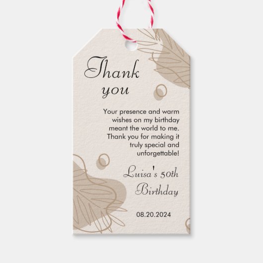 ボホリーフモダンオールエイジズ誕生日 ギフトタグ (正面)