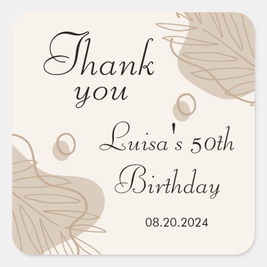 ボホリーフモダンオールエイジズ誕生日 スクエアシール (正面)