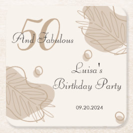 ボホリーフモダンオールエイジズ誕生日 スクエアペーパーコースター