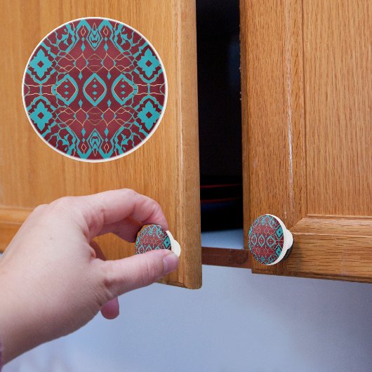 ボホルビーターコイズと銅 セラミックノブ