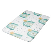 ボホレイモダンンボーサンムーンティール(緑がかった色)ブルーネービースターズ バスマット (アングル)