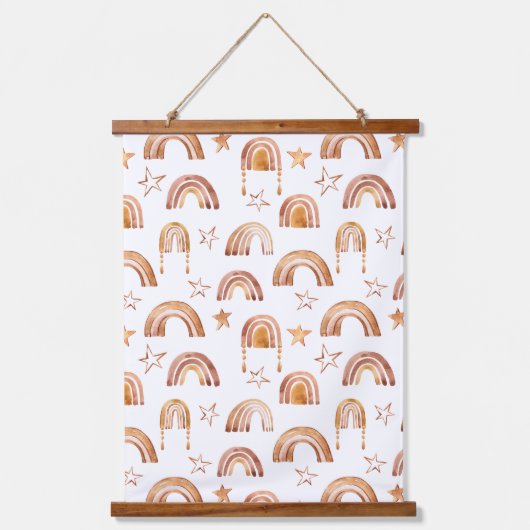 ボホレインボウズ子供部屋ぶら下がったズタペストリーウォールアート 吊り下げ型タペストリー (正面)
