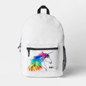 ボホレインボーかわいい女の子ユニコーン子供 プリントバックパック (正面)