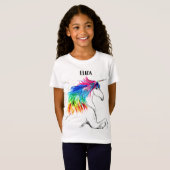ボホレインボーかわいい女の子ユニコーン子供 Tシャツ (正面フル)