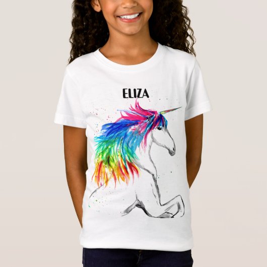 ボホレインボーかわいい女の子ユニコーン子供 Tシャツ (正面)