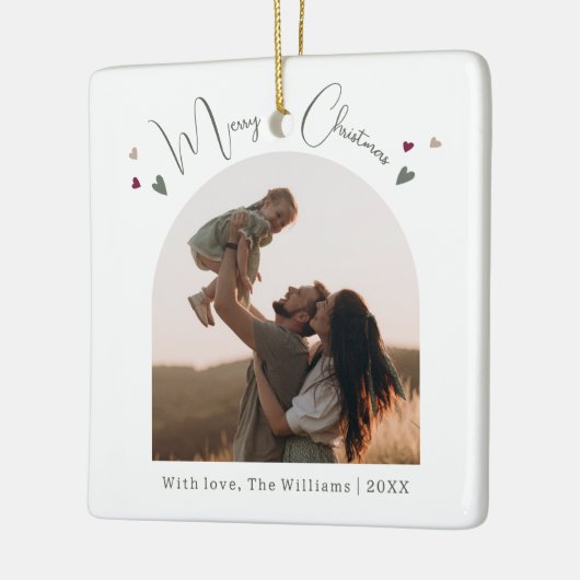 ボホレインボーとハートアーチメリークリスマス セラミックオーナメント (左)