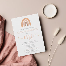 ボホレインボーウォーターカラーガールファースト誕生日 招待状